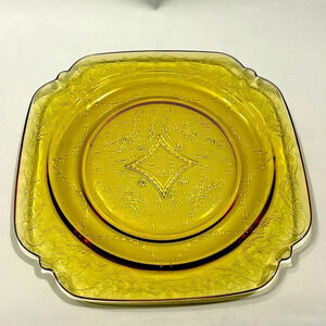 1930’s Federal Glass Amber Madrid Depression Glass Dinner Plate